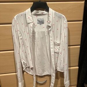 Rails Heart Print Knot Front Blouse